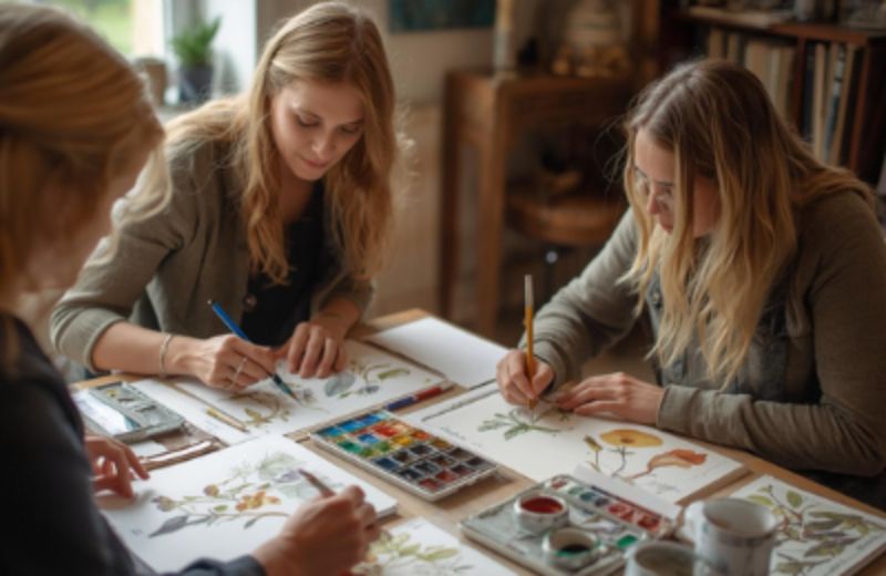 Paysage de la baie et sa faune à l\'aquarelle